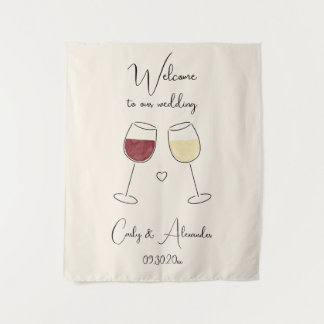 Tenture Red White Wine Glass Wedding Welcome