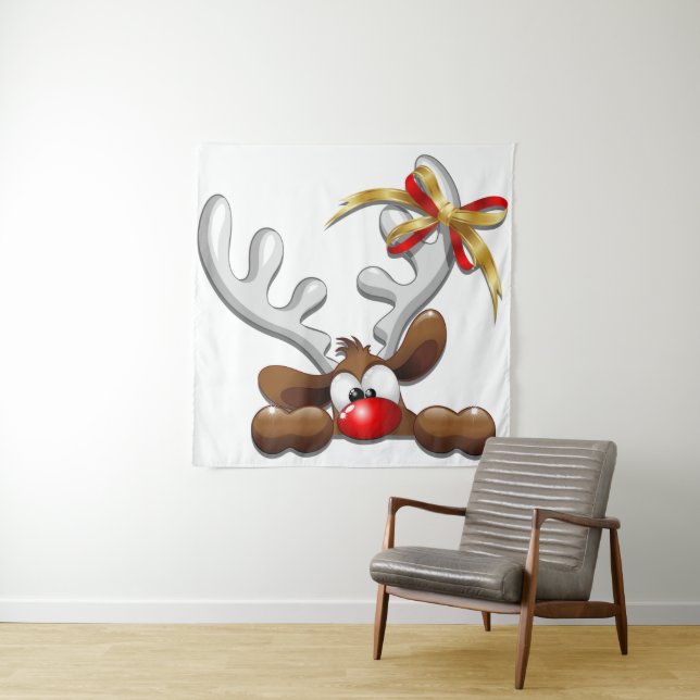 Tenture Reindeer Puzzled drôle Caractère de Noël (En situation)