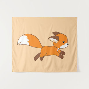Tenture Renard coureur mignon sur crème