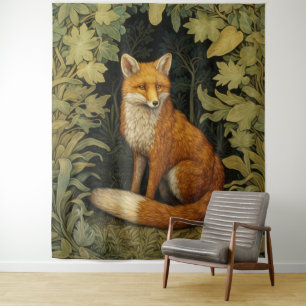 Tenture Renard dans la forêt, style Art nouveau