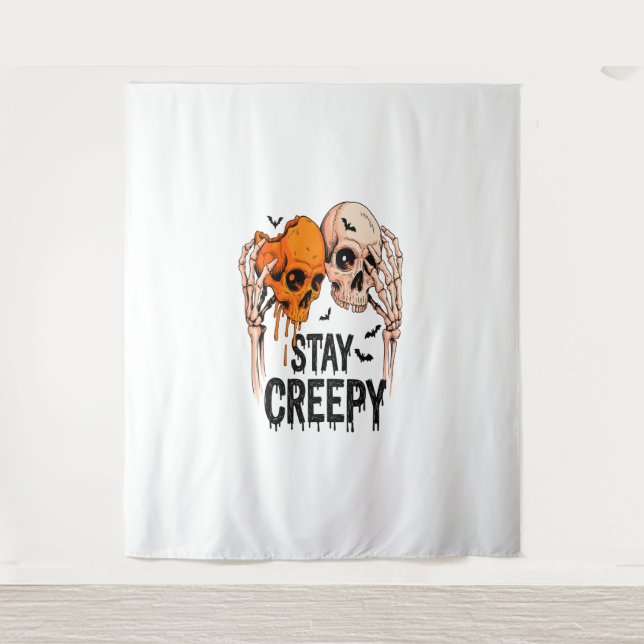 Tenture Restez Déplaisant PNG, Rétro Halloween crâne (Devant)
