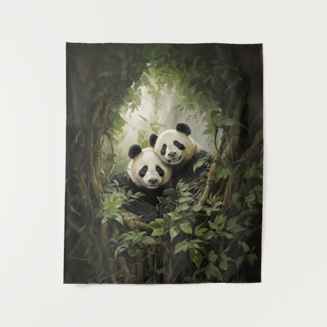 Tenture Retraite tranquille : Panda dans l'huile acrylique (Devant)