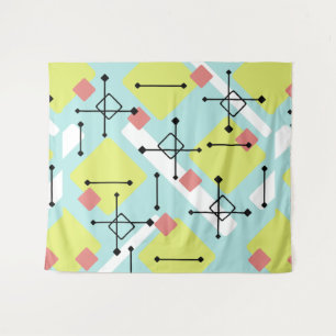 Tenture Retro 1950 Art Diamonds Mint Vert Jaune