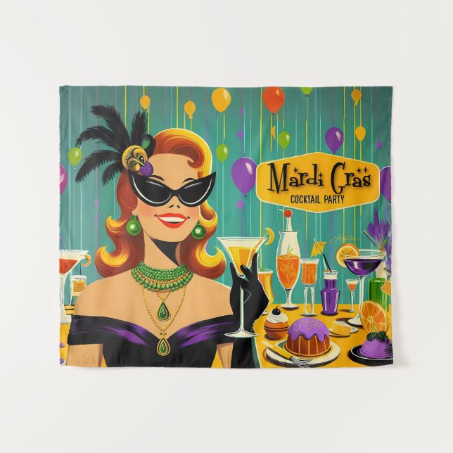 Tenture Retro 50s Mardi Gras Cocktail Party (Devant (Horizontal))