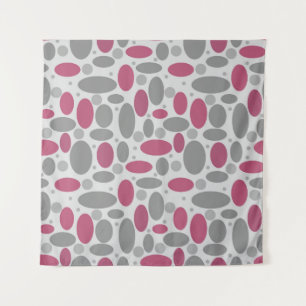 Tenture rétro, années 60, pois, gris et rose