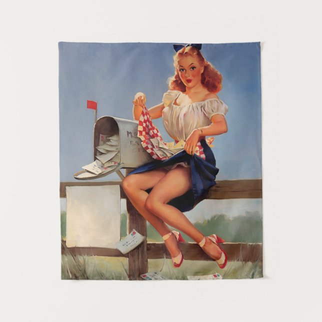 Tenture Retro boîte de courrier Pinup Girl (Devant)