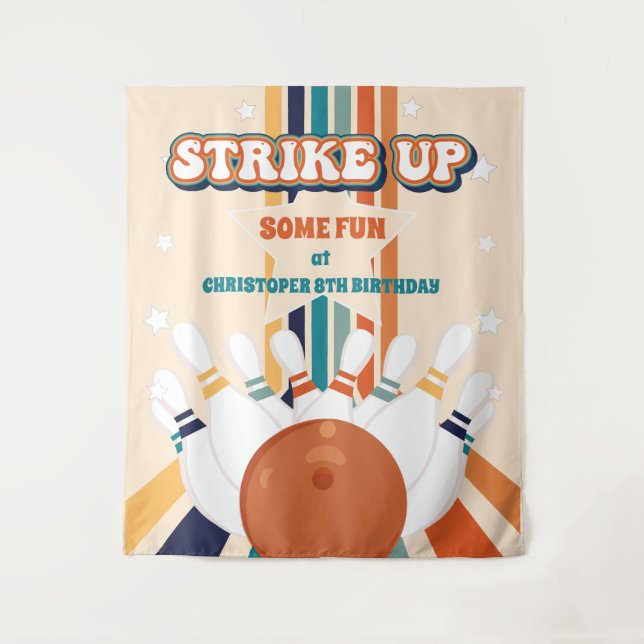 Tenture Retro Bowling anniversaire de enfant Party (Devant)