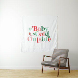 Tenture Retro Font Baby, il fait froid dehors Noël