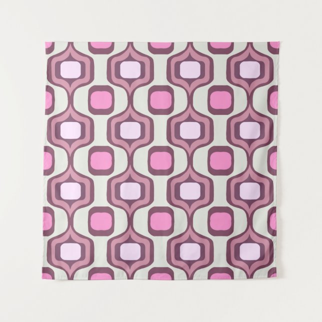 Tenture Retro Hand Drawn Geometric Square Pattern Minimal  (Devant)