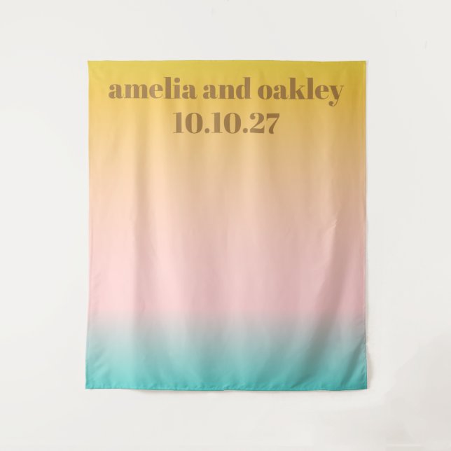 Tenture Retro Pastel Gradient Boho Mariage personnalisé fo (Devant)