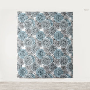 Tenture Rétro, rétro motif, bleu et gris, élégant