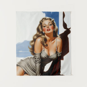 Tenture Retro Vieux Hollywood Belle Blonde Femme
