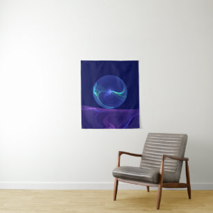 Tenture Rêve Violet Bleu Lumineux Art Fractal Abstrait