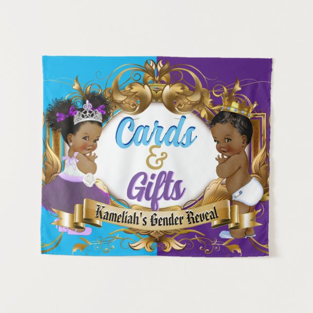 Tenture Révélation du sexe royal violet et bleu Cartes et  (Devant (Horizontal))