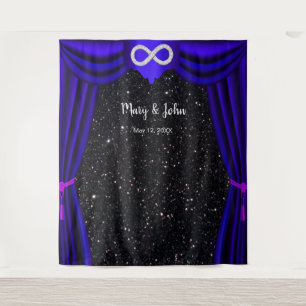 Tenture Rideau bleu infini diamant paillettes noires