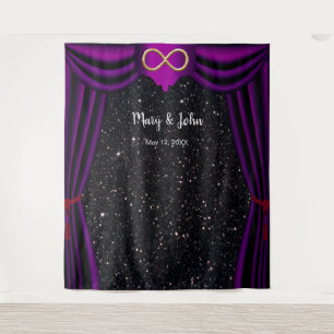 Tenture Rideau Violet Infini Or Paillettes Noires