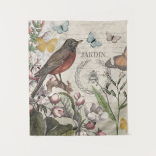 Tenture Robin Elegant Bird Butterfly French Art