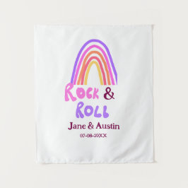 Tenture Rock & roll mariage ajouter nom de couple rétro ar