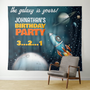 Tenture Rocketship Space Adventure Anniversaire Contexte
