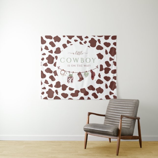 Tenture Rodéo Cowboy Far West bébé sage vert shower (En situation (horizontale))