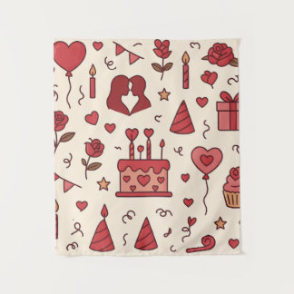 Tenture Romantic Celebration Doodle Pattern