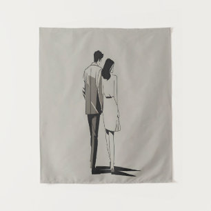 Tenture Romantique Couple minimaliste Ligne Art