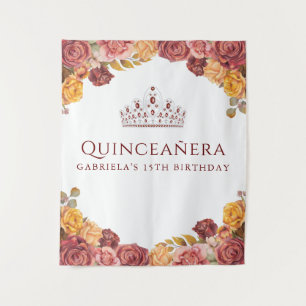 Tenture Rose Bourguignonne Élégante   Fond pour Quinceaner