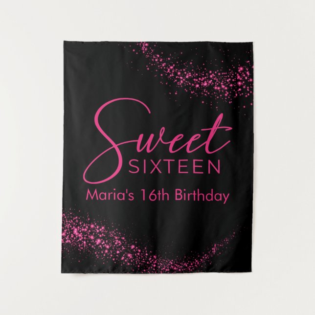 Tenture Rose chaud et Black Sweet 16 fond (Devant)