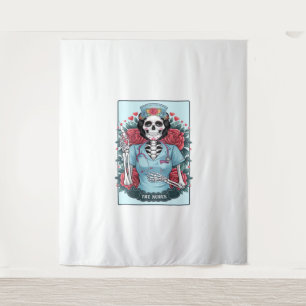 Tenture Rose Floral Skeleton Nurse Carte Tarot Halloween E