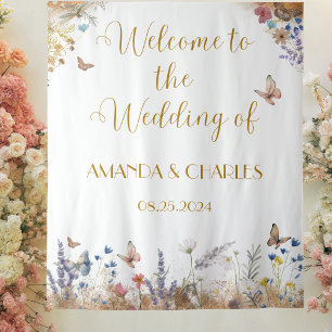 Tenture Rose Gold Butterfly Garden Wedding Backdrop