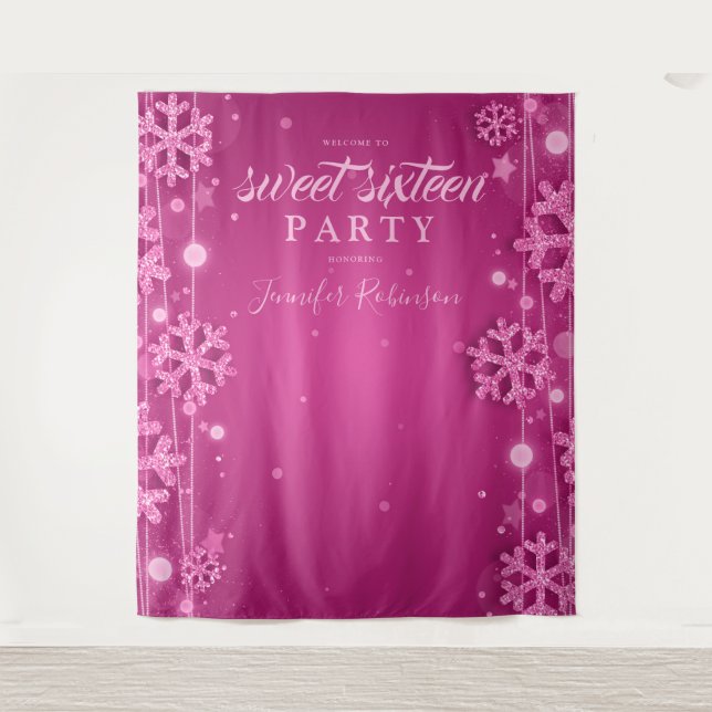 Tenture Rose Gold et Rose Foncé Toile de Fond Hiver Douce  (Devant)