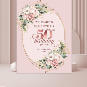 Tenture Rose Gold Immuable Rose Poudrée 50ème Fête d'Anniv