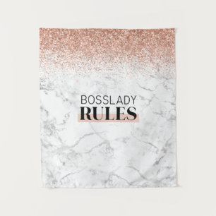 Tenture Rose Gold Paillettes Logo Marbre Blanc BossLady Ru