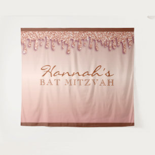 Tenture Rose Gold Sparkle Drippy Bat mitzvah fond