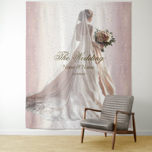 Tenture Rose Mariée d'hiver Mariée Golden Shiny Heart Part