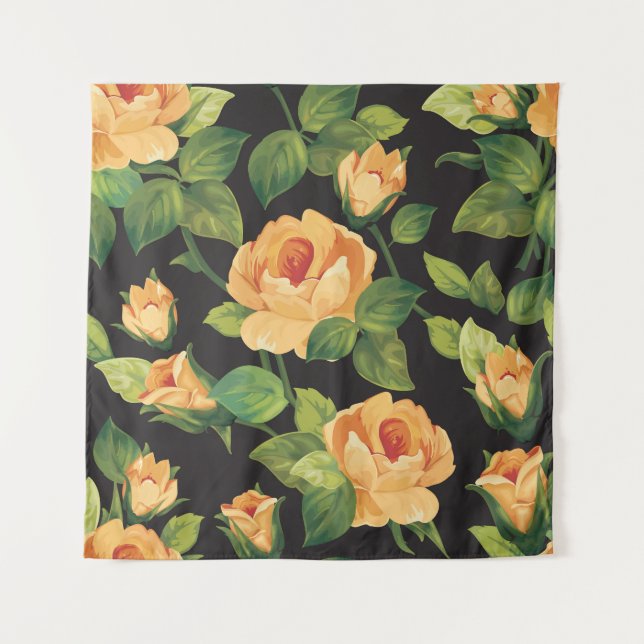 Tenture Rose, motifs floraux sans soudure. (Devant)