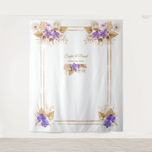 Tenture Rose Orchidée Violette Herbe des Pampas Photobooth