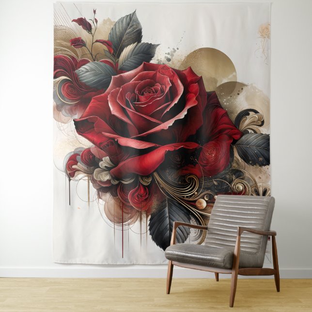 Tenture Rose rouge (En situation)