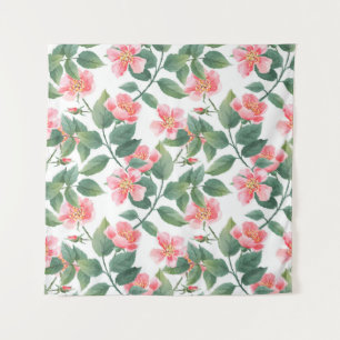 Tenture Rose sauvage aquarelle transparente motif. Fleurs,