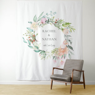 Tenture Rose sauvage Garland Mariage Photo Booth Backdrop