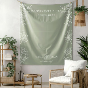 Tenture Rose vert olive moderne Backdrops Mariage
