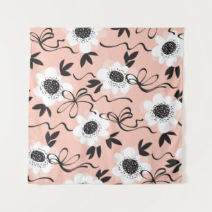 Tenture Roses abstraites, couleurs pâles, motif vintage.