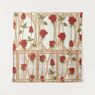 Tenture Roses Art nouveau : Vintage chaud