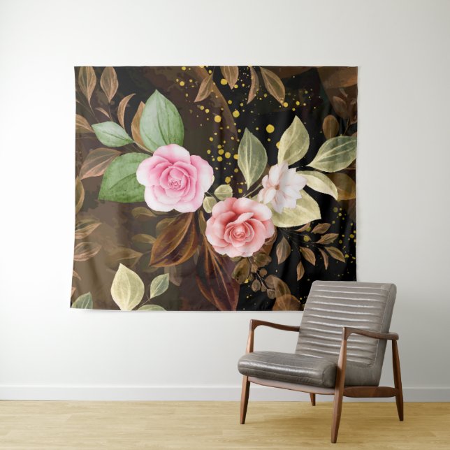 Tenture Roses d'aquarelle 3 (En situation (horizontale))
