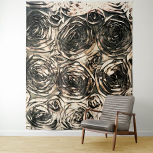 Tenture Roses de glamour or bronze floral glamour