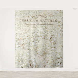 Tenture Roses Fleurs Blanches de Mariage Toile de Fond