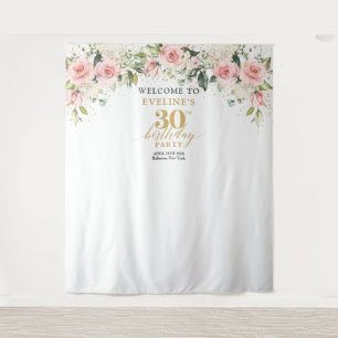 Tenture Roses rustiques rose rousse eucalyptus 30e anniver