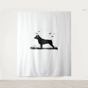 Tenture Rotweiler Chien - Halloween Lune Silhouette Oversi