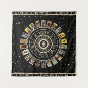 Tenture Roue du Zodiaque, Astrologie Chart et le Major