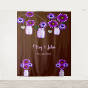 Tenture Rouge foncé violet floral Mason jarre fond photo